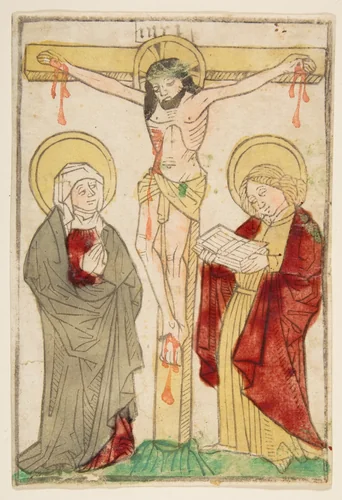 Christ on the Cross with the Virgin and Saint John by anonymous, print, 1480