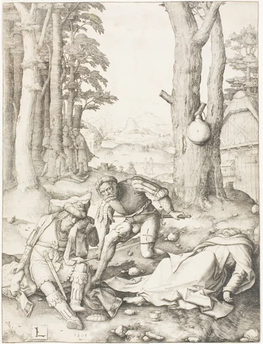 Mohammed and the Monk Sergius by Lucas van Leyden, print, 1508