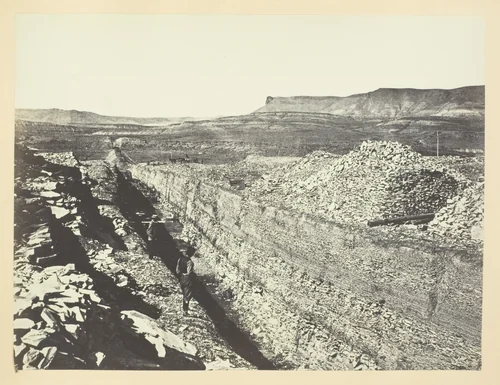 Burning Rock Cut, Green River Valley by Andrew J. Russell, photograph, 1868-1869