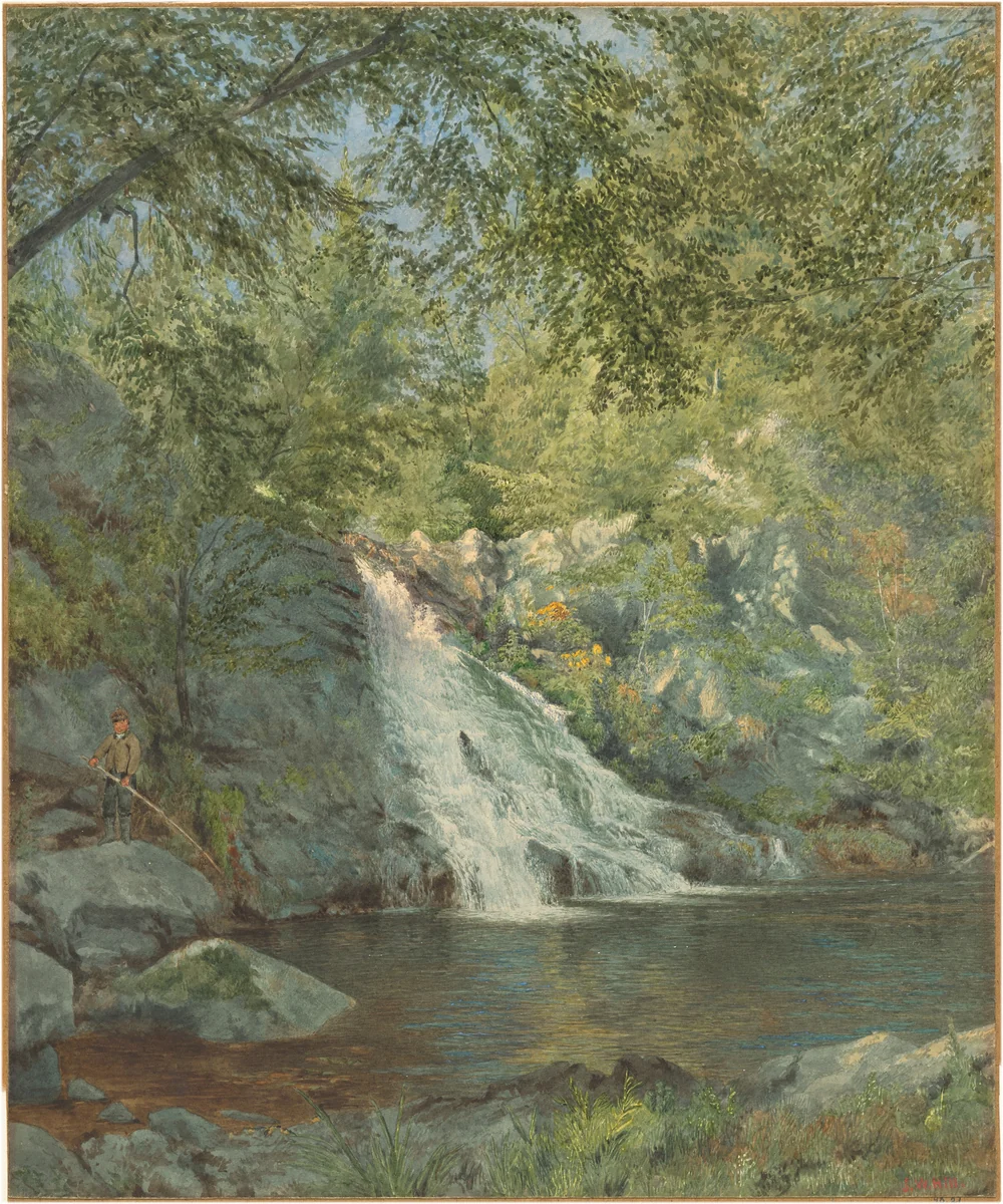 The Waterfall by John William Hill, drawing, 1860-1879