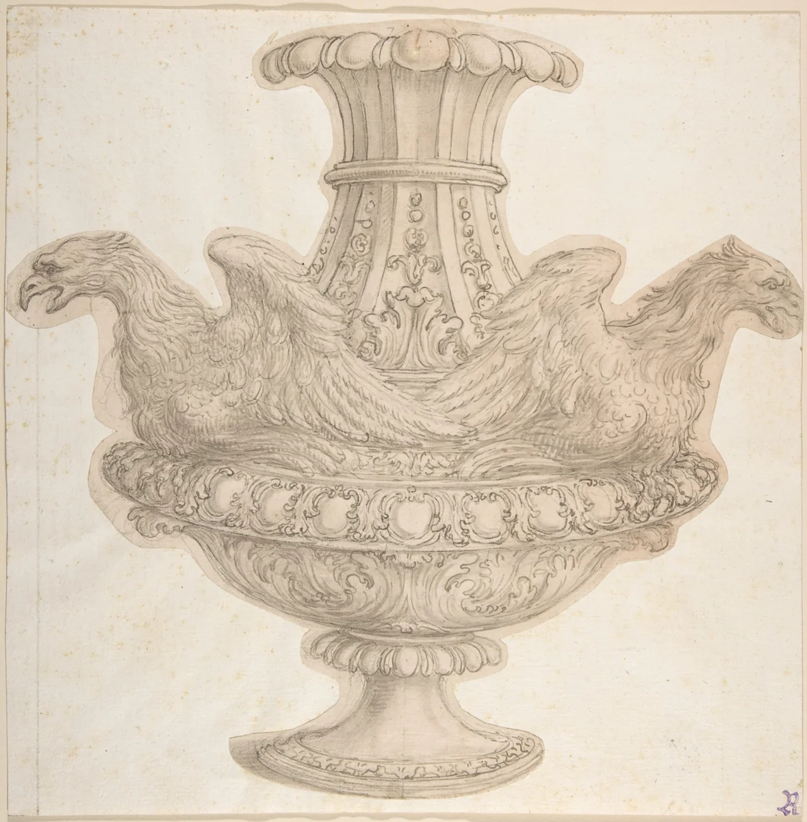Design for Vase with Eagles by Giovanni Battista Foggini, drawing, 1652-1725