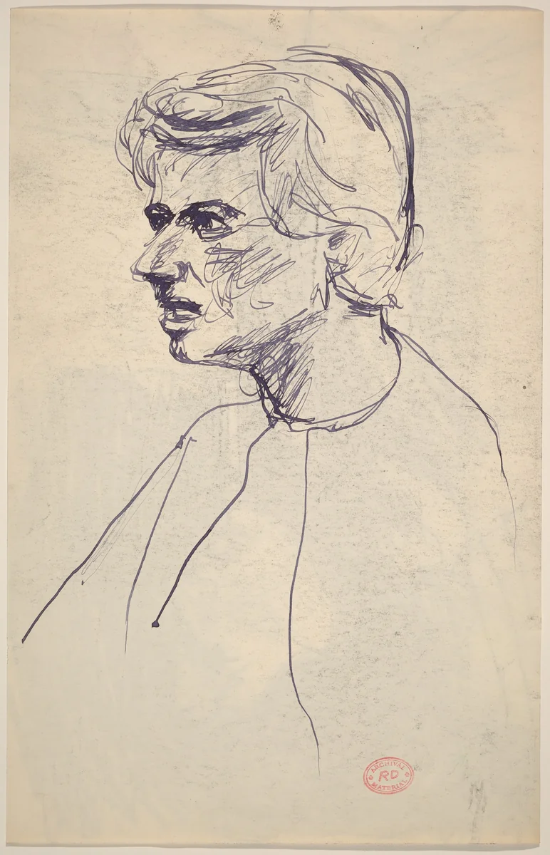 Untitled [woman facing left] [verso] by Richard Diebenkorn, drawing, 1955-1967