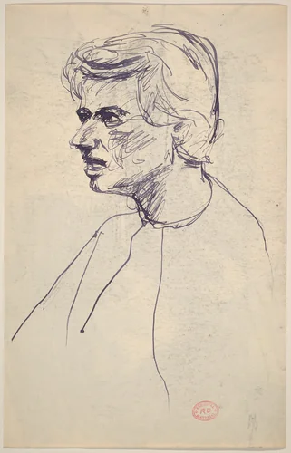 Untitled [woman facing left] [verso] by Richard Diebenkorn, drawing, 1955-1967