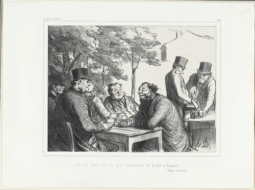 “- I never laughed so much as at the funeral of Bourdin's daughter.......” (Henri Monnier), plate 303 from Souvenirs d’artistes by Honoré-Victorin Daumier, print, 1862