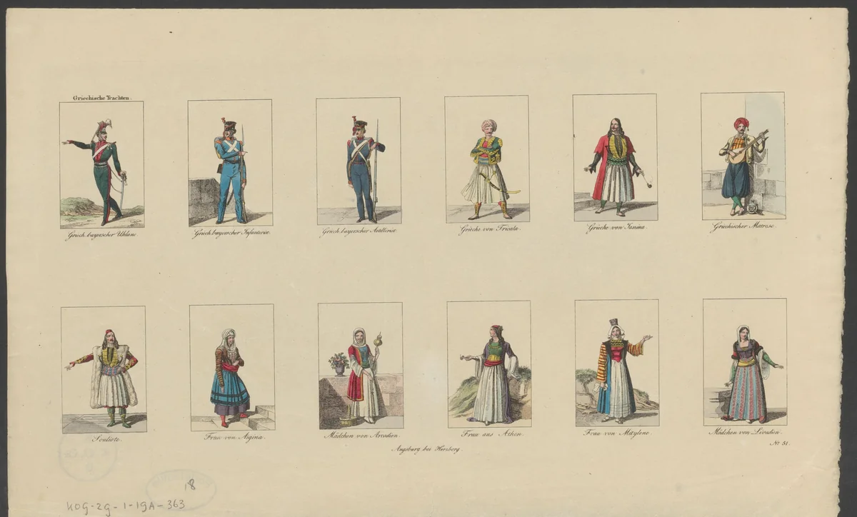 Griekse klederdracht by anonymous, print, 1801-1850