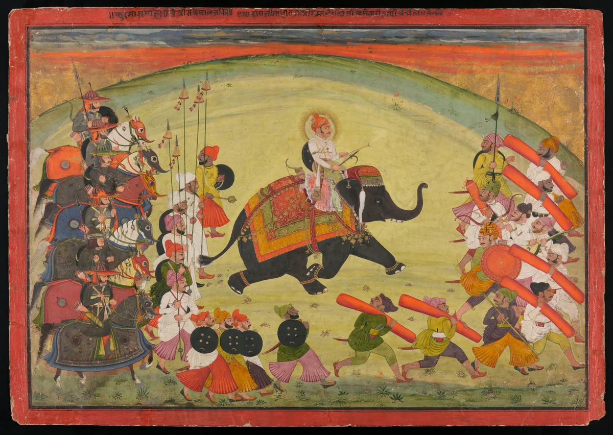 Maharao Guman Singh Riding an Elephant in Procession by India Rajasthan, painting, 1770-1827