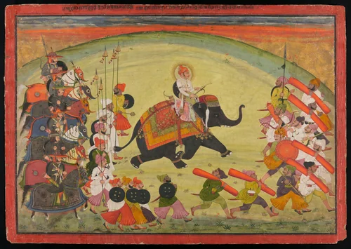 Maharao Guman Singh Riding an Elephant in Procession by India Rajasthan, painting, 1770-1827