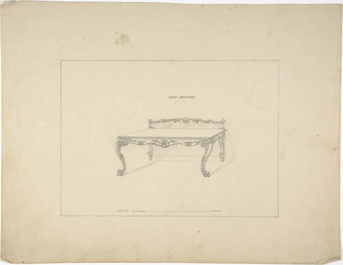 Design for a Sidetable, Louis Quatorze Style by Robert William Hume, drawing, 1835-1900