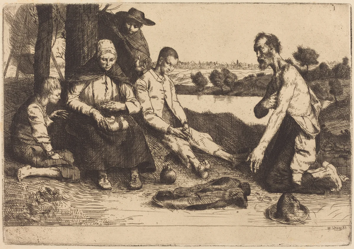 Meal Time by William Strang, print, 1883
