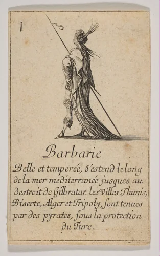 Barbarie, from "Jeu de la Géographie" by Stefano della Bella, print, 1644