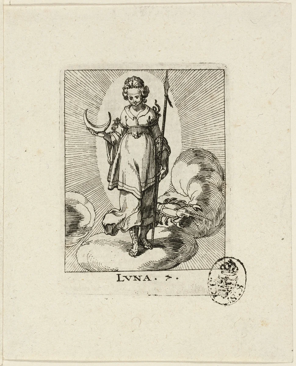Luna, plate seven from Der VII Planeten by Conrad Meyer, print, 1643-1689