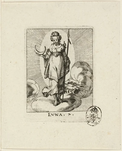 Luna, plate seven from Der VII Planeten by Conrad Meyer, print, 1643-1689