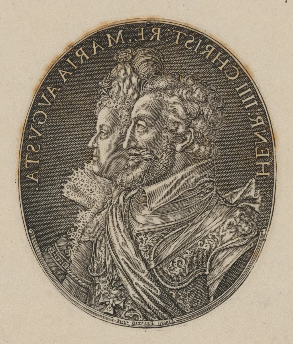 Henri IV and Maria de Medici [top half] by Simon van de Passe, print, 1595-1647