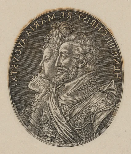 Henri IV and Maria de Medici [top half] by Simon van de Passe, print, 1595-1647