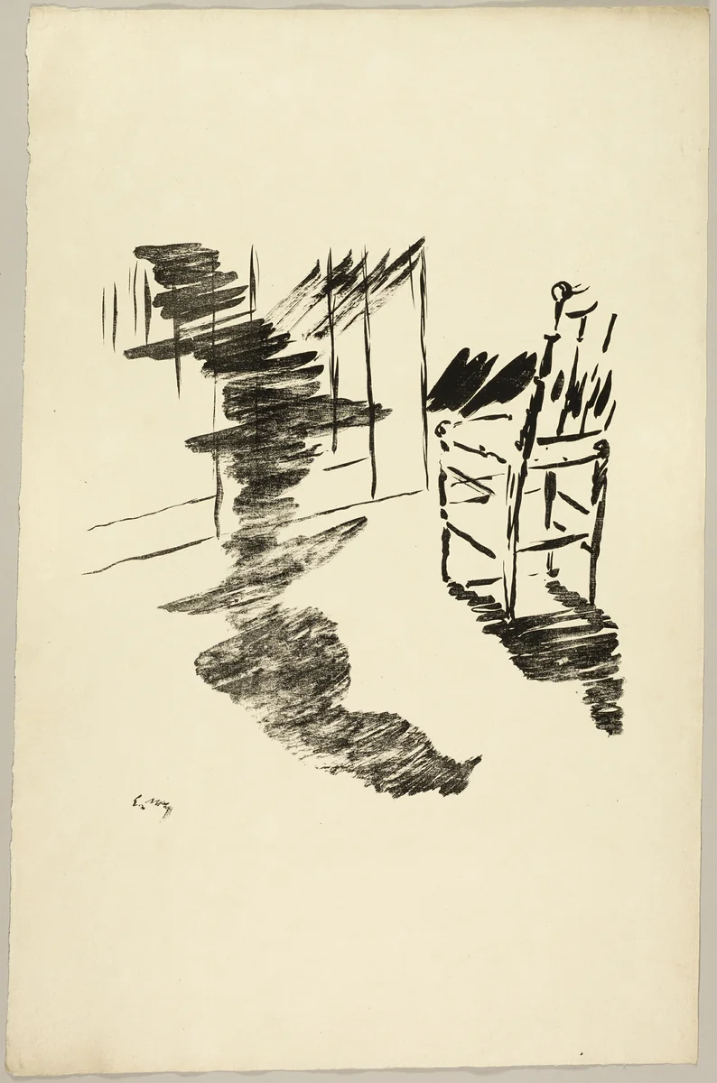 The Chair ("That shadow that lies floating on the floor..."), from The Raven (Le Corbeau) by Édouard Manet, print, 1875