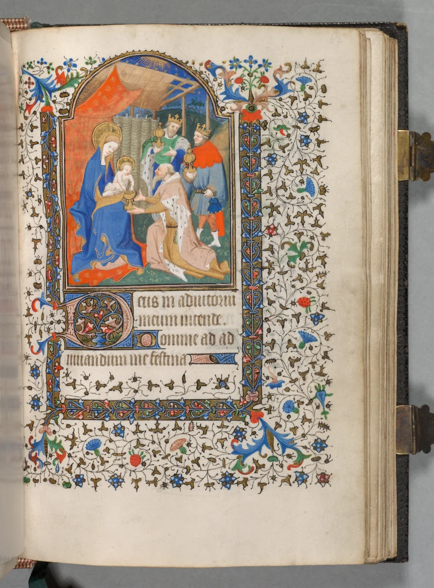 Book of Hours (Use of Paris): Fol. 67r, Adoration of the Magi by The Bedford Master, book, 1415-1425