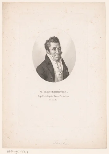 Portret van Jean-Pierre Basterrêche by Ambroise Tardieu, print, 1820-1821