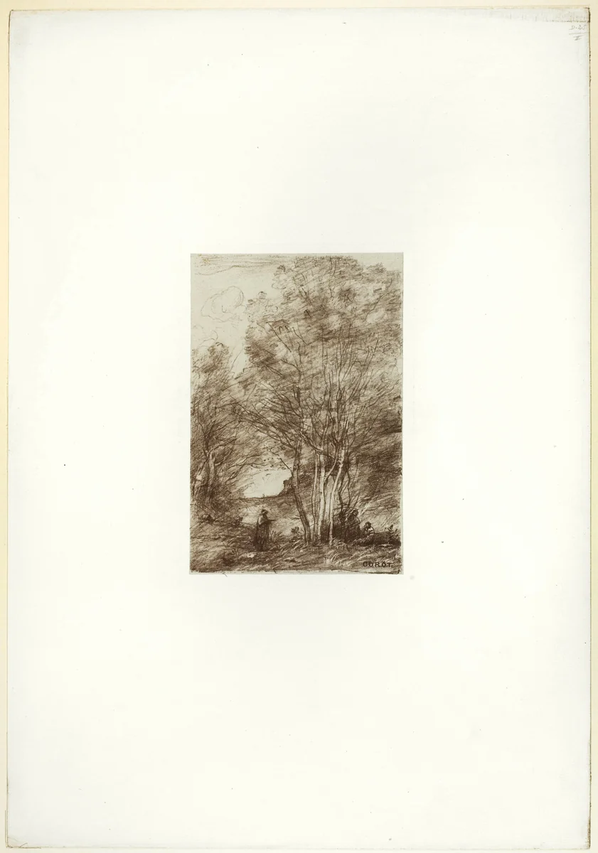 The Philosophers' Retreat by Jean-Baptiste-Camille Corot, print, 1871
