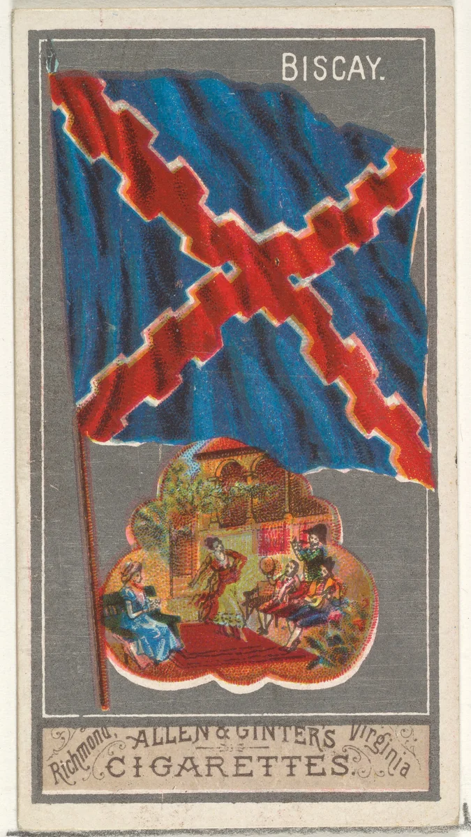 Biscay, from the City Flags series (N6) for Allen & Ginter Cigarettes Brands by Allen & Ginter, print, 1887