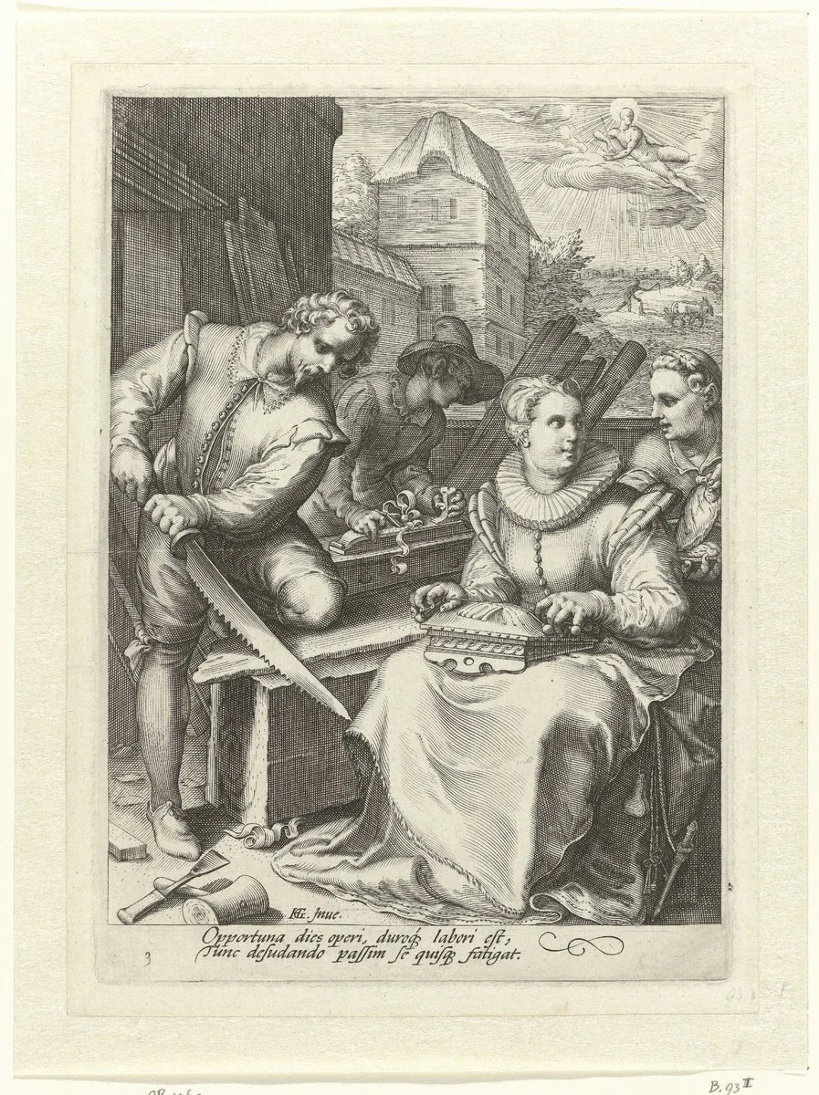 De middag by Jan Saenredam, print, 1607-1675