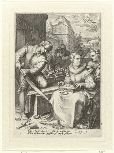 De middag by Jan Saenredam, print, 1607-1675