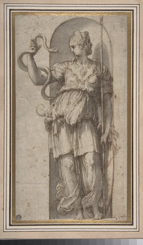 Study for Allegorical Figure of Prudence by Perino del Vaga, drawing, 1501-1547