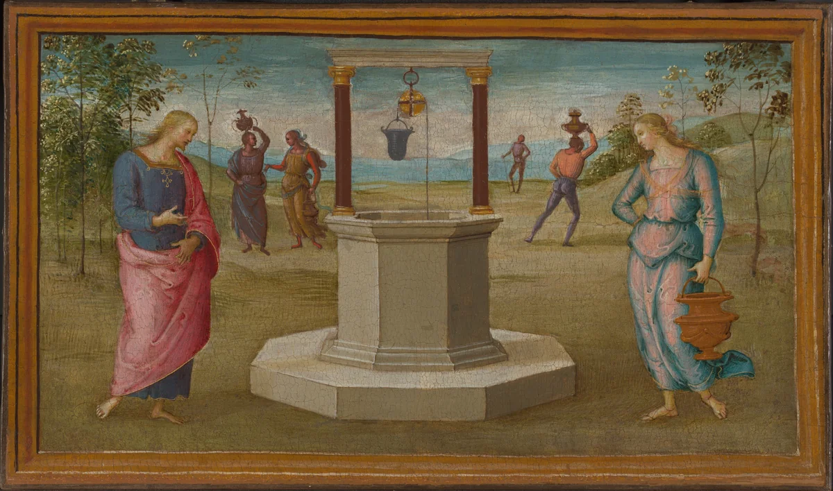 Christ and the Woman of Samaria by Perugino, painting, 1500-1505