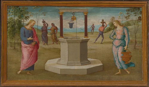 Christ and the Woman of Samaria by Perugino, painting, 1500-1505