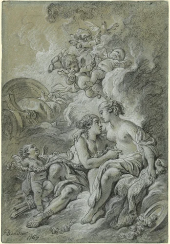 Venus appuyee sur son cher Adonis ... by François Boucher, drawing, 1767