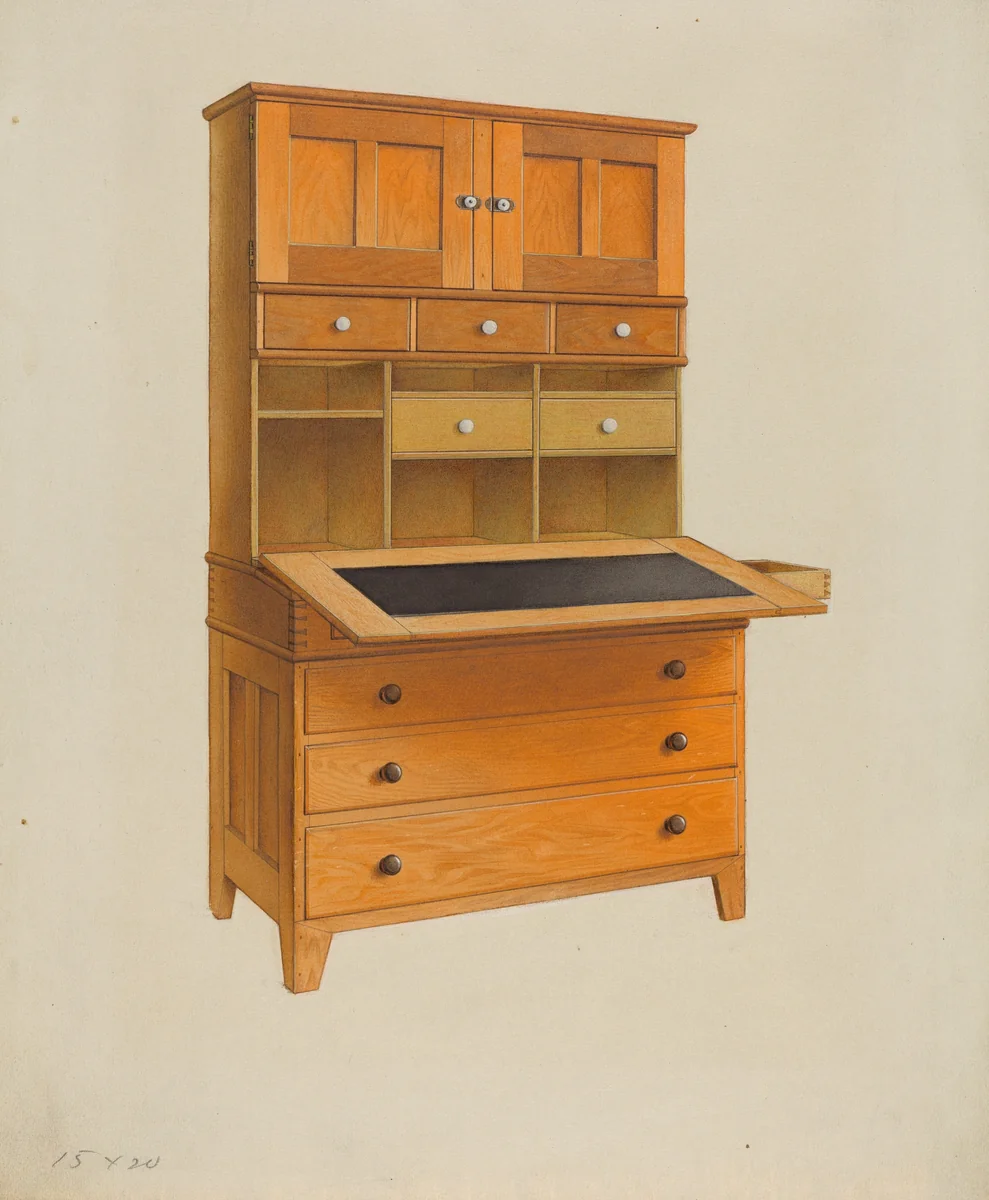 Shaker Secretary Desk by John W. Kelleher, index of american design, 1937