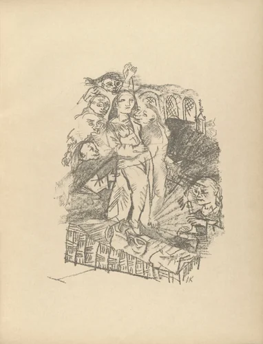 Woman Desired by Men (Weib vom Manne begehrt) (plate, folio 13) from Die Chinesische Mauer (The Great Wall of China) by Oskar Kokoschka, illustrated book, 1914