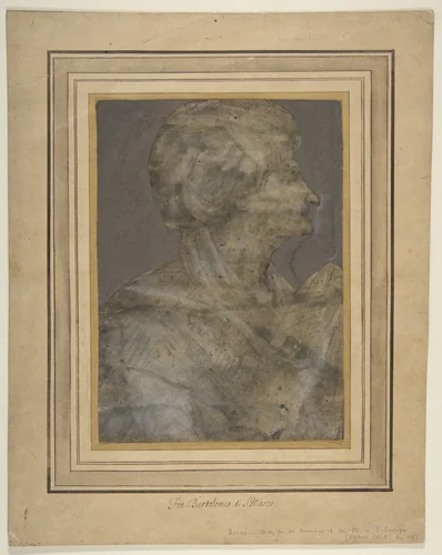 Bust Of an Old Woman in Profile to Right by Rosso Fiorentino, drawing, 1494-1540