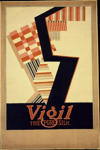 Vigil, The Pure Silk (Poster for embroidery silk) by E. McKnight Kauffer, design, 1919