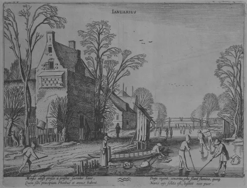 January, from "Twelve Months" by Jan van de Velde, print, 1603-1623