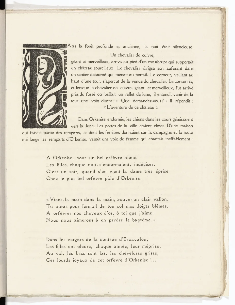 Pictorial initial (folio 27) from L'Enchanteur pourrissant by André Derain, illustrated book, 1909