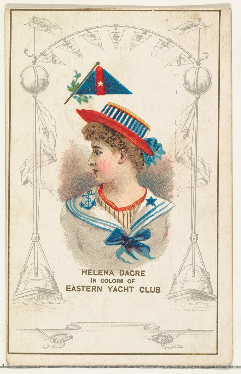 Helena Dacre in Colors of the Eastern Yacht Club, from the Yacht Colors of the World series (N140) issued by Duke Sons & Co. to promote Honest Long Cut Tobacco by W. Duke, Sons & Co., print, 1890