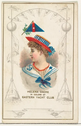 Helena Dacre in Colors of the Eastern Yacht Club, from the Yacht Colors of the World series (N140) issued by Duke Sons & Co. to promote Honest Long Cut Tobacco by W. Duke, Sons & Co., print, 1890