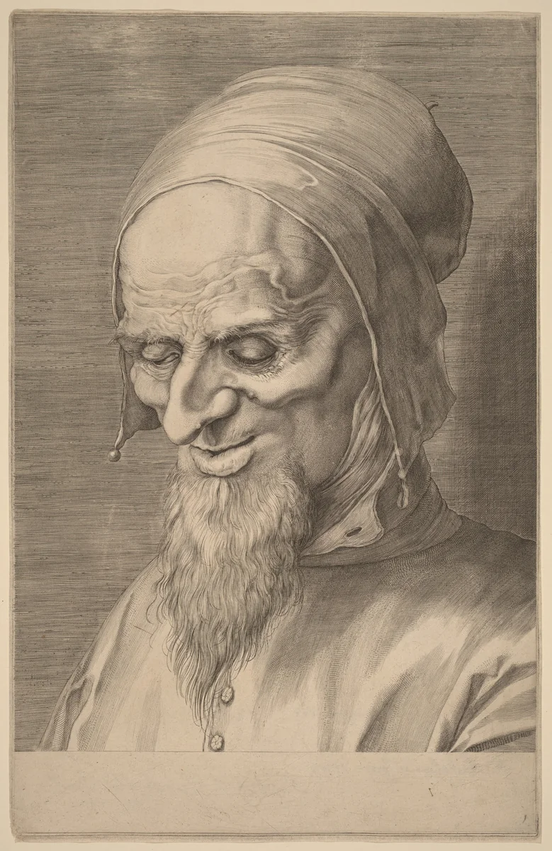 Head of an Apostle with Beard and Cap by Aegidius Sadeler II, print, 1597