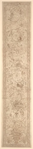 Cartoon for the embroidery of an orphrey bearing Medici arms combined with Arms of the House of Austria by anonymous, drawing, 1600-1620