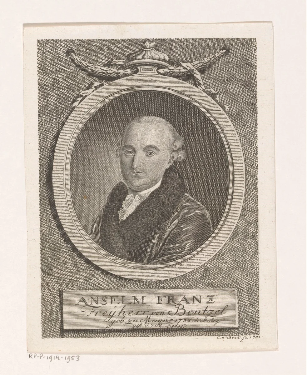 Portret van Anselm Franz, Freiherr von Bentzel-Sternau by Christoph Wilhelm Bock, print, 1785