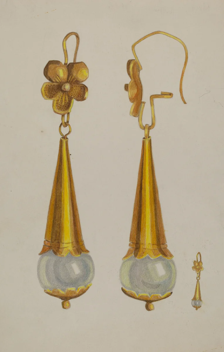Earrings by American 20th Century, index of american design, 1935-1942