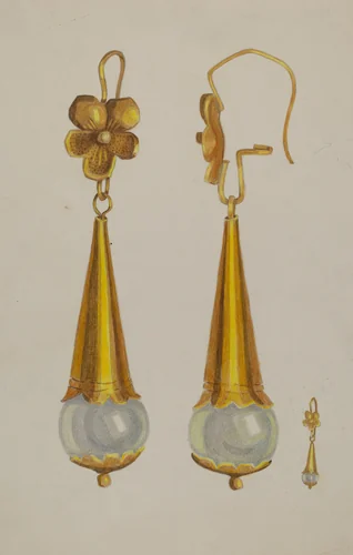 Earrings by American 20th Century, index of american design, 1935-1942