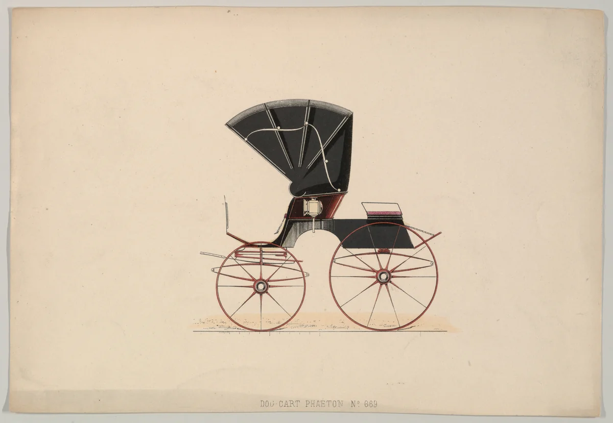 Design for Dog Cart Phaeton, no. 669, from Le Guide du Carrossier by Brice Thomas, print, 1865-1875