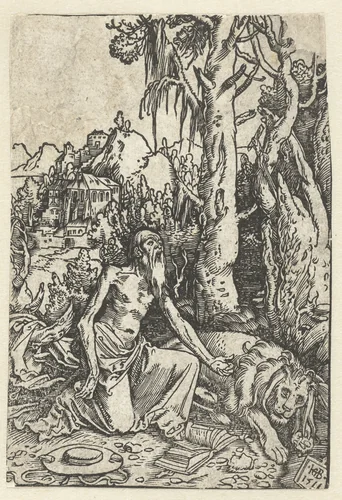 Heilige Hieronymus als boeteling in de woestijn by Unknown, print, 1511
