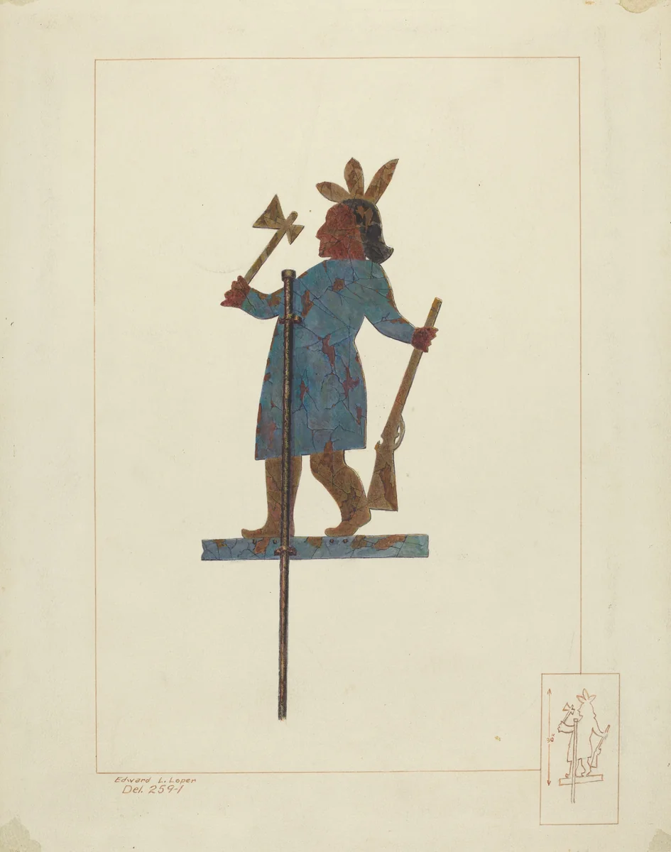 Indian Chief Weather Vane by Edward L. Loper, index of american design, 1938
