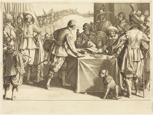 The Hiring of the Troops by Jacques Callot, print, 1614