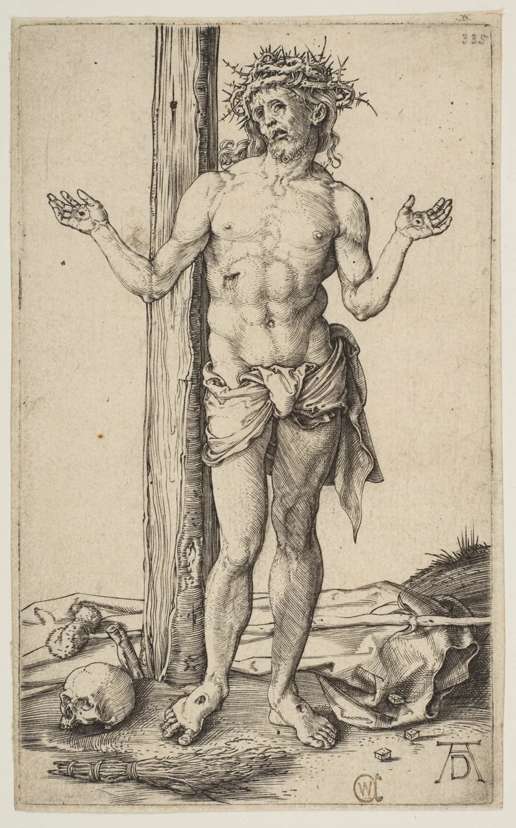 Man of Sorrows with Arms Outstretched by Albrecht Dürer, print, 1500