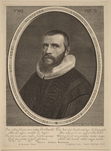 Lodewijk de Dieu by Jonas Suyderhoff; Pieter Dubordieu; Cornelis Banheijning, print, 1637-1647