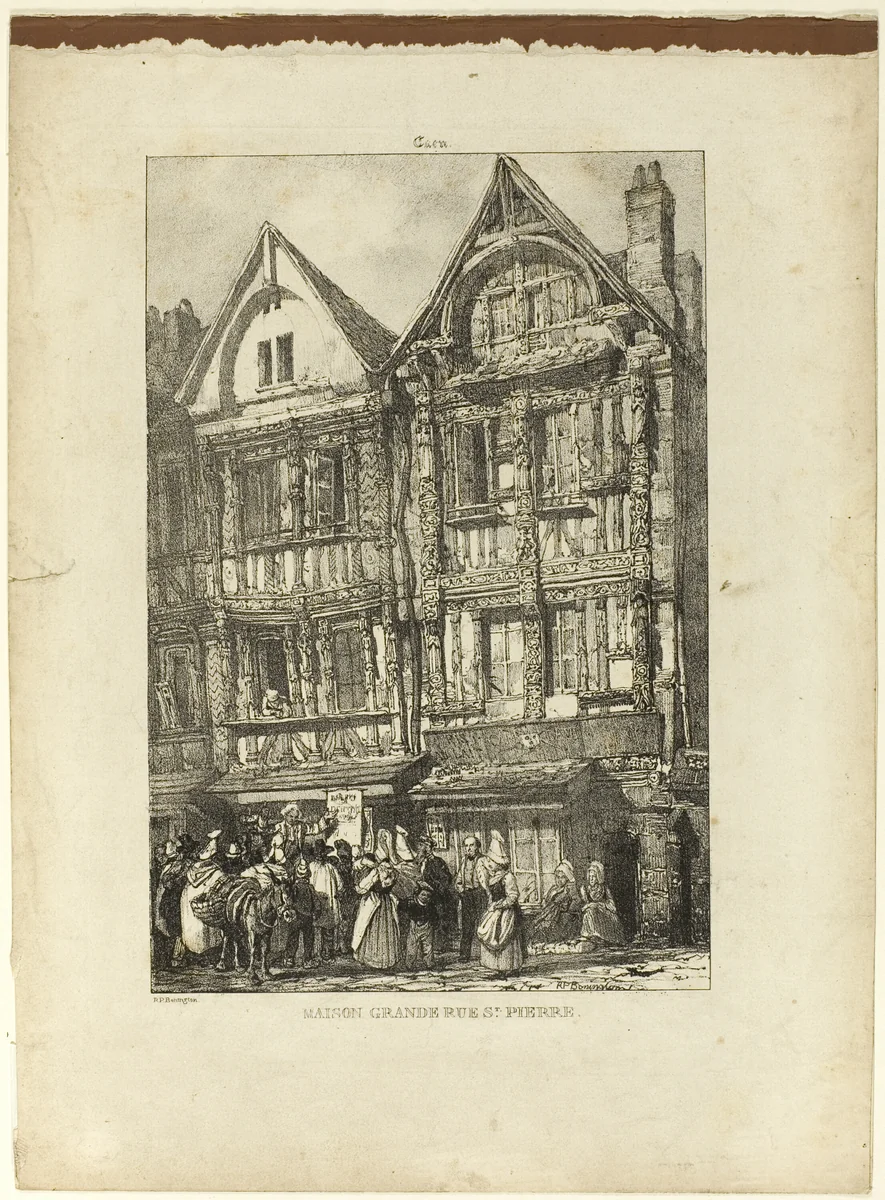 Maison Grande, Rue St. Pierre by Richard Parkes Bonington, print, 1822-1828