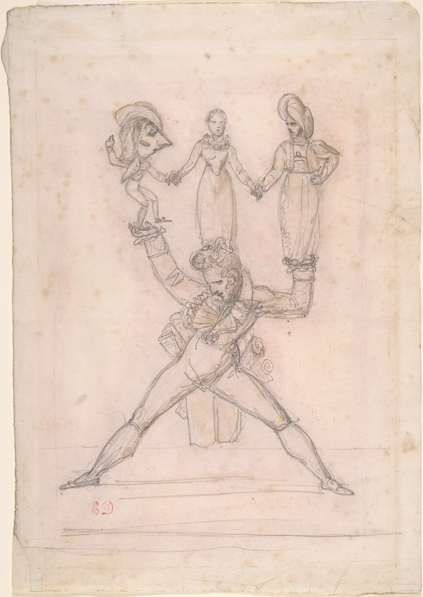 Théâtre Italien (Gioacchino Rossini, 1792–1868) by Eugène Delacroix, drawing, 1821
